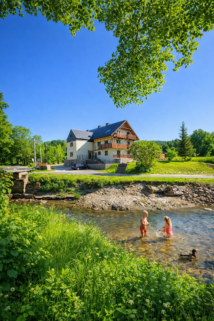 Apartament z dużym balkonem na 1 piętrze z pięknym widokiem na g&oacute;ry