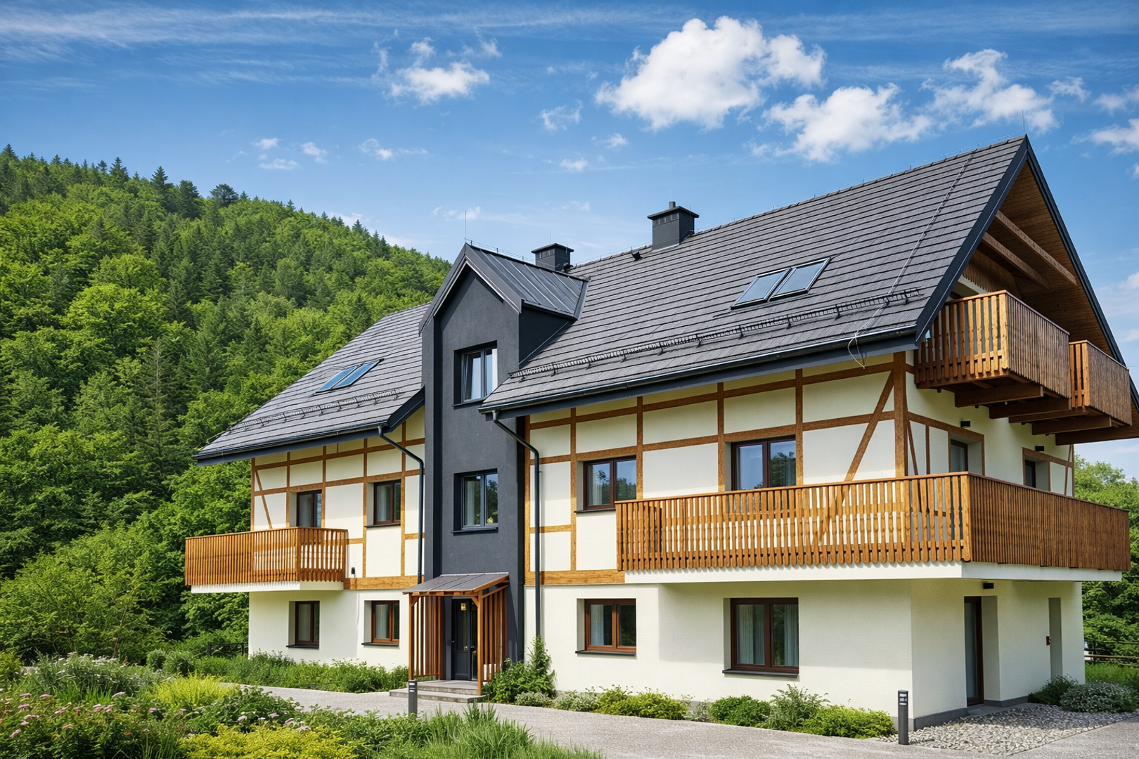 Apartament z balkonem nad g&oacute;rskim potokiem zachwycający widok na g&oacute;ry